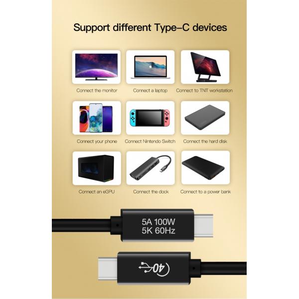 Picture of Usb 4.0 Cable Pd 100W Fast Charging Thunderbolt 3 Cable Active Type 40Gbps 5K 60Hz Usb C To Usb C Cable For Macbook Pro Laptop